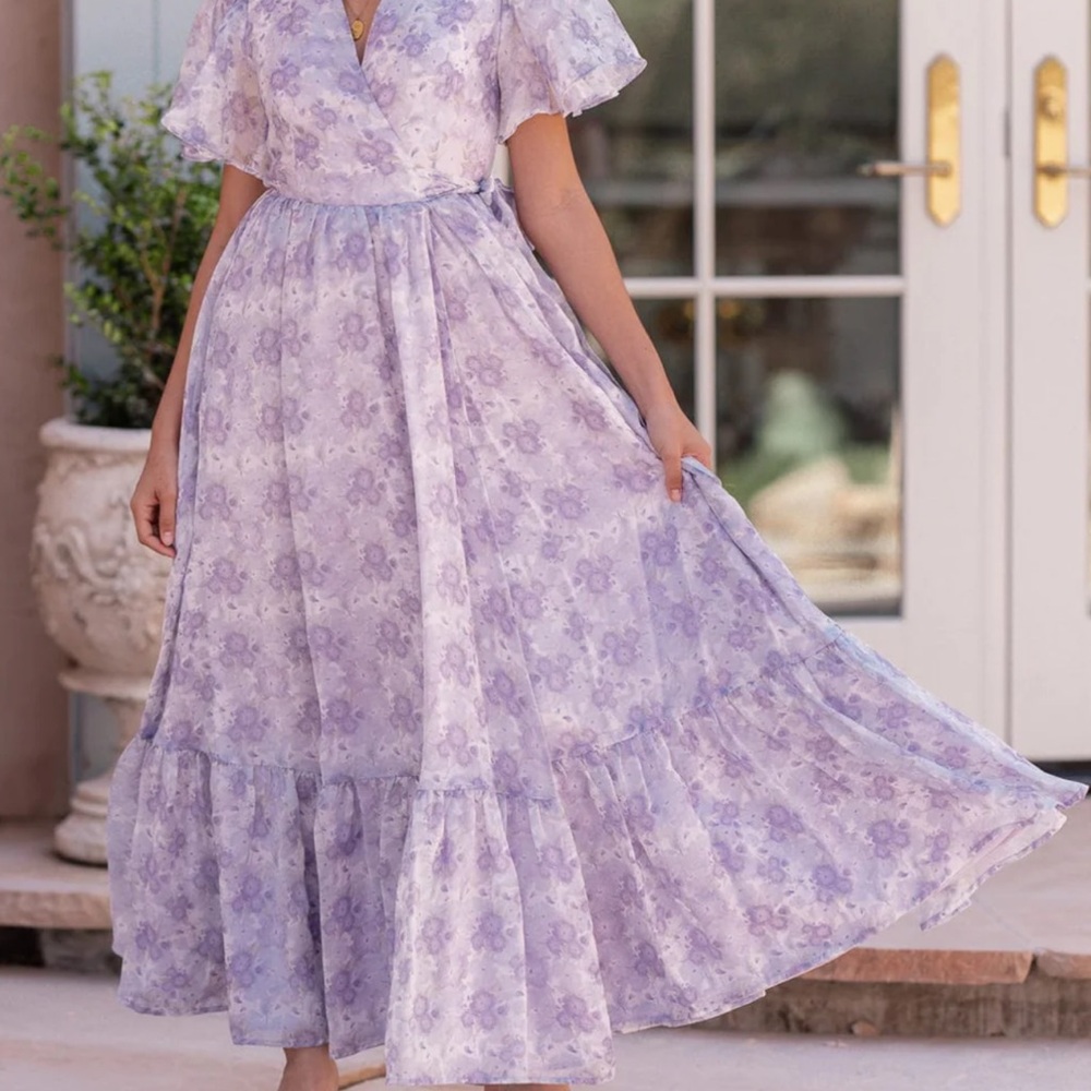Plus size Lavender Floral Maxi Dress